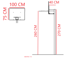 TEK DİREKLİ SABİT BASKETBOL POTASI BASİC MODEL SABİT ÇEMBER DİJİTAL PANYA(75*100)