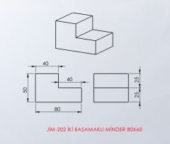 2 BASAMAKLI MİNDER 80X60 cm