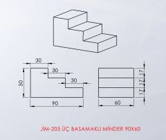 ÜÇ BASAMAKLI MİNDER 90X60 cm